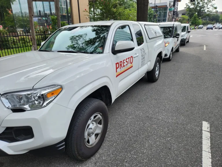 Presto service vehicles used for commercial pest control