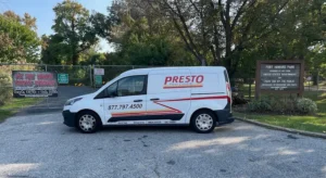 Presto pest control van in Baltimore Haunted Dungeons