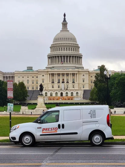 A Presto Pest Control service vehicle in the Capitol Building in DC